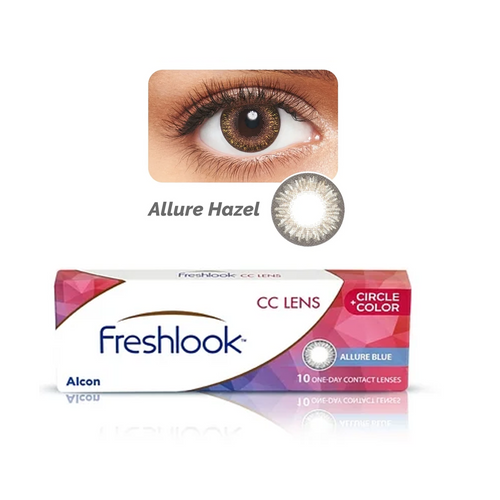 Premium quality Methafilcon A material on Alcon Freshlook Allure Hazel Powered Daily Lenses for a fresh feel all day.