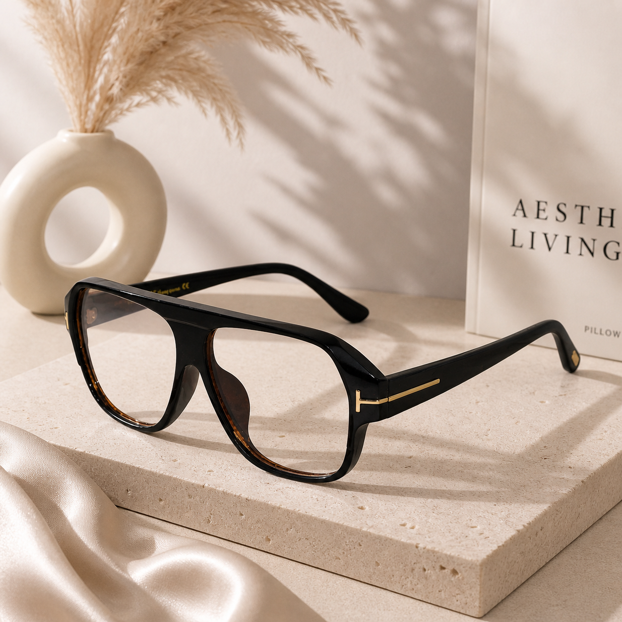 Designer Black Retro Rectangular Eyeglasses For Men ELE100-BRN