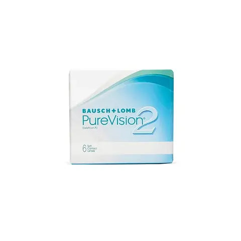 Side view of Bausch & Lomb PureVision2 HD 6 lens box – monthly disposable contact lenses for clearer and sharper vision