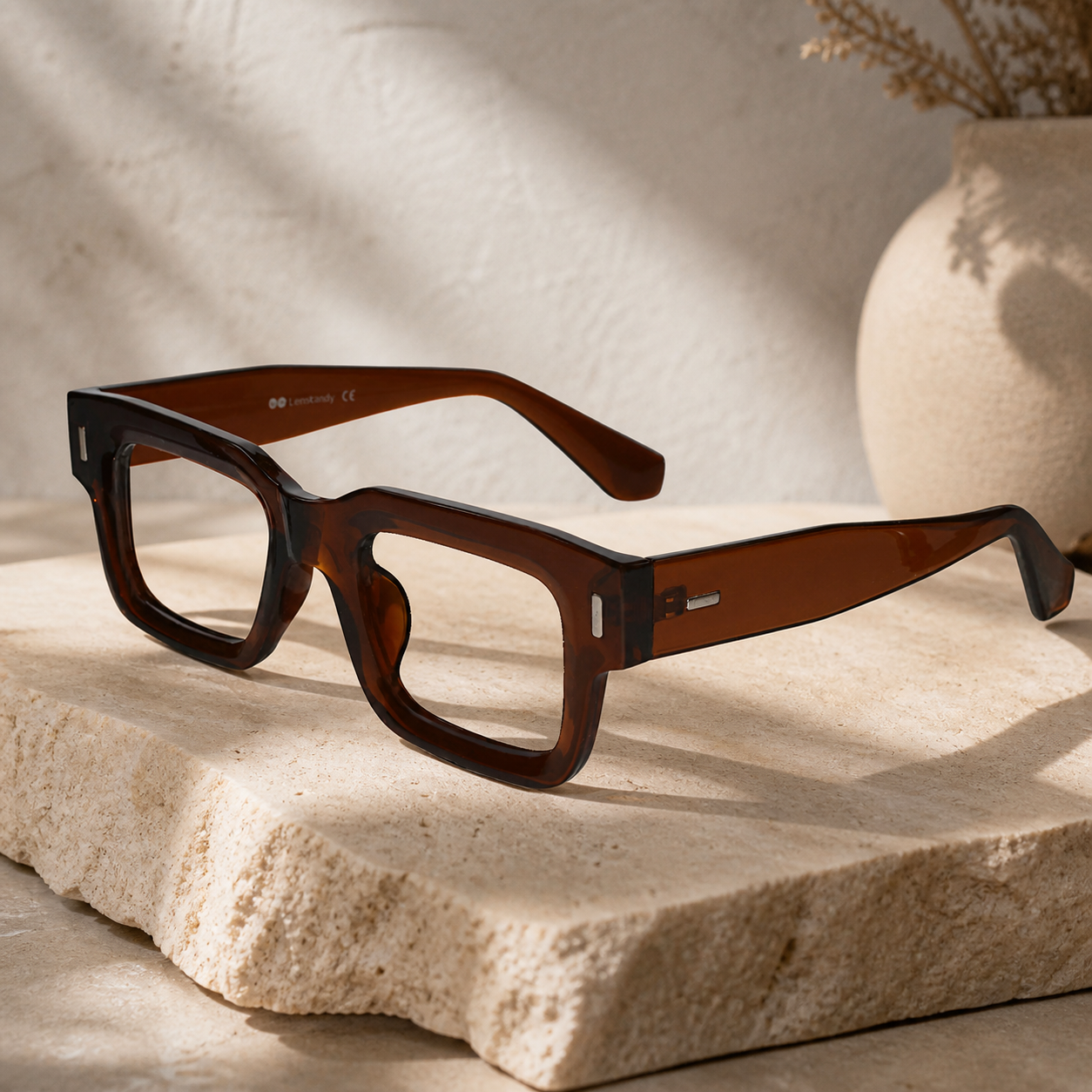 Bold Brown Wayfarer Eyeglasses For Men & Women LKS3688-BRN