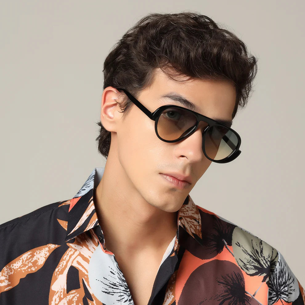 Dual Tone Stylish Avaitors  Brown Sunglasses