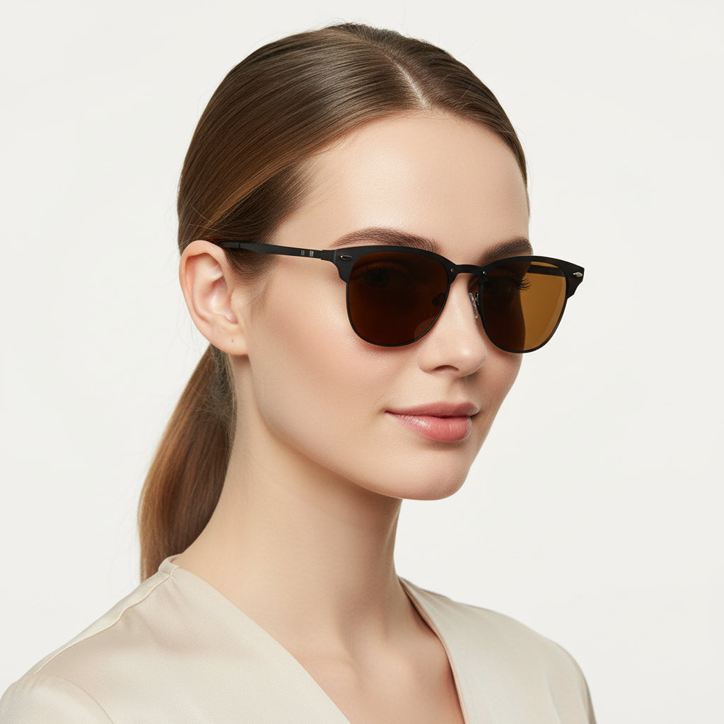 Oversize Rimless Sunglasses For Men & Women ELS2606-BRN