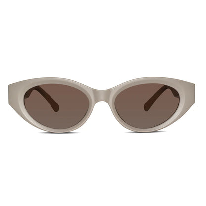 White Matt Cat Eye Sunglasses For Women