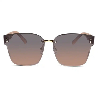 Pink Oversize Rimless Sunglasses For  Women