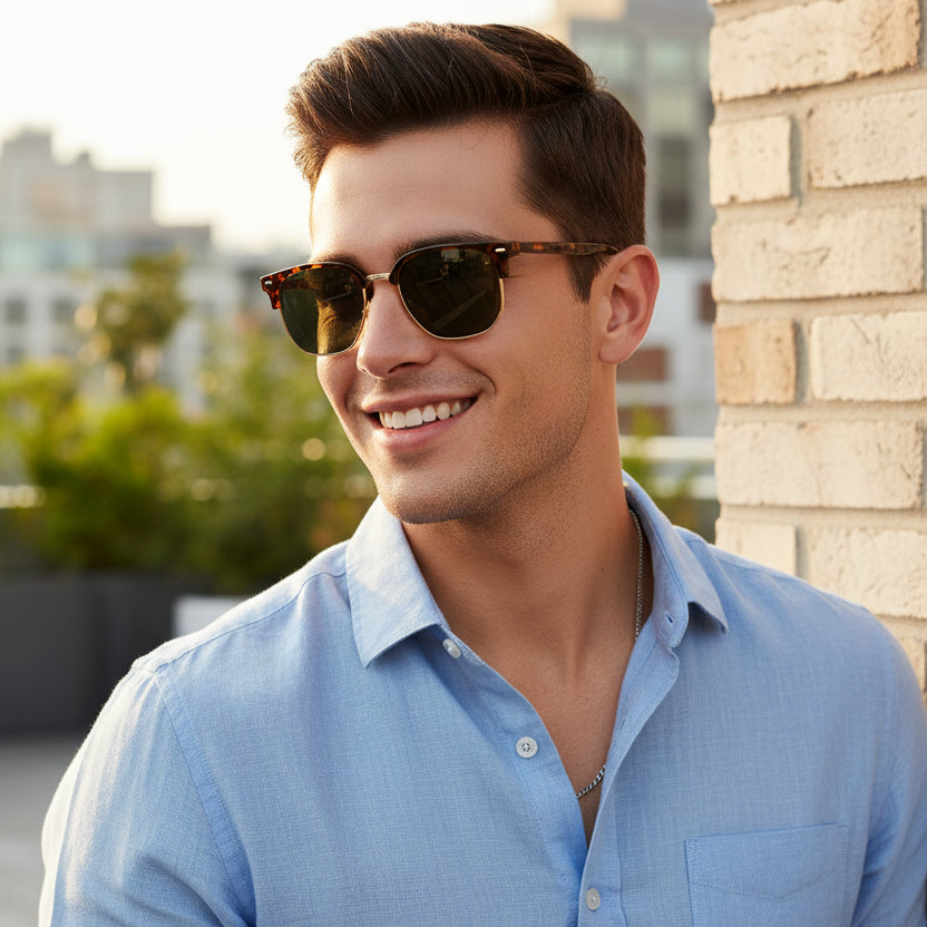 Clubmaster | Animal Print Golden  Sunglasses For Women & Men LKS23017-BRN