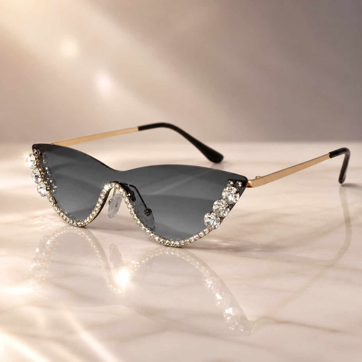 Rimless Cat Eye Sunglasses for Women ELS2026S011-GRN