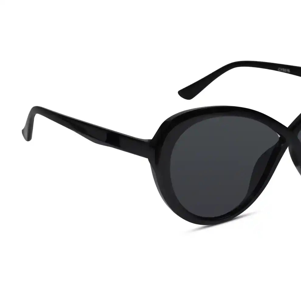 Black Cateye Oversize Sunglasses For Women LKS5516-BLK