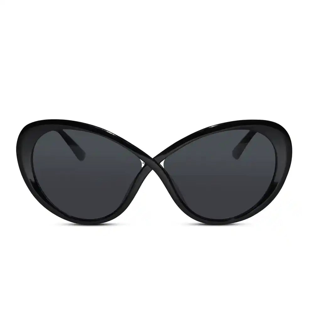 Black Cateye Oversize Sunglasses For Women LKS5516-BLK