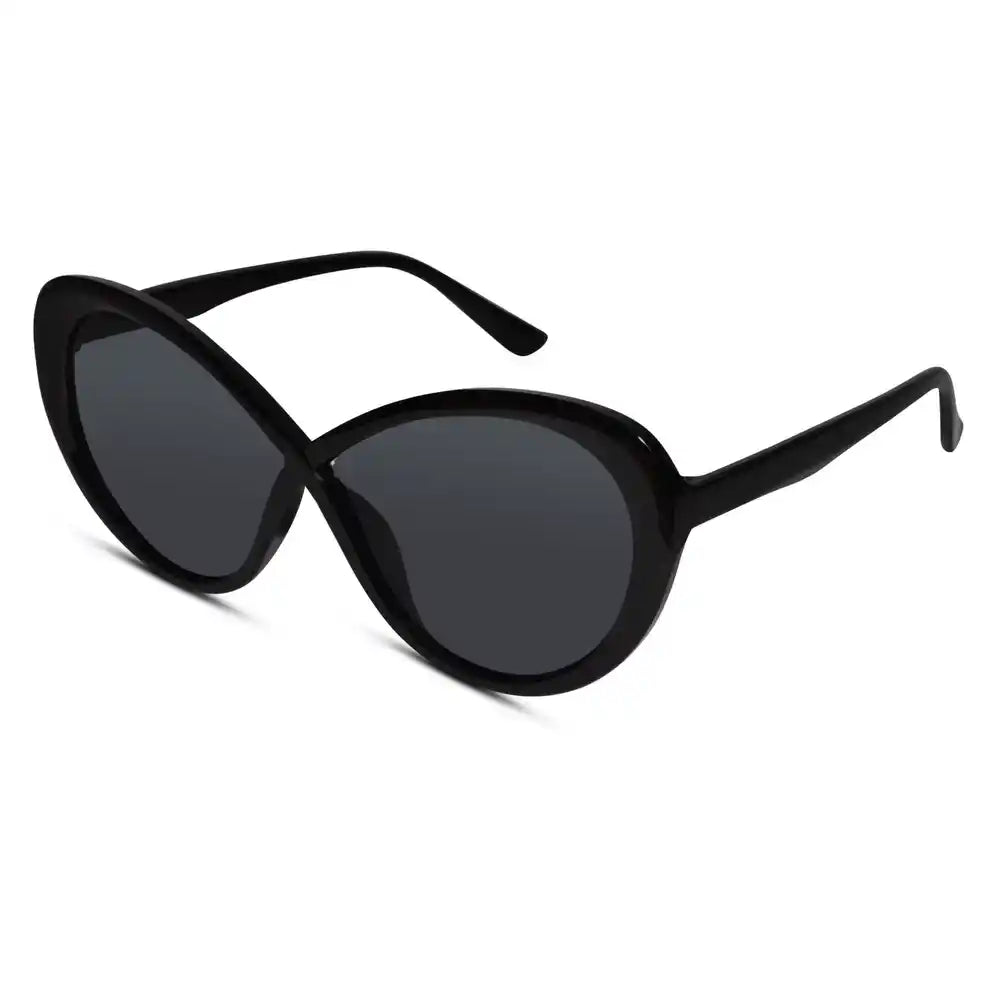 Lenskandy Trendy black polarized cateye sunglasses for women in latest stylish ladies frames