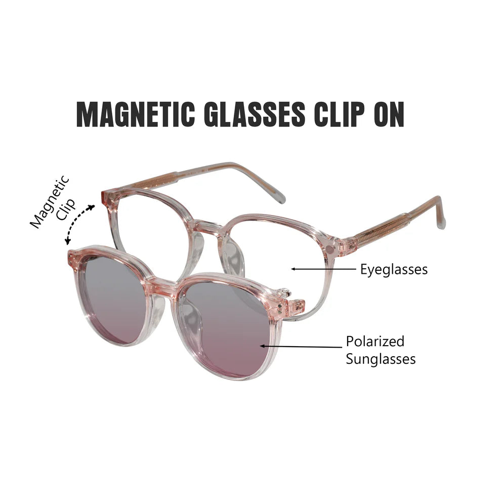 Clip on round eyeglasses for men & women