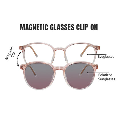 Clip on round eyeglasses for men & women