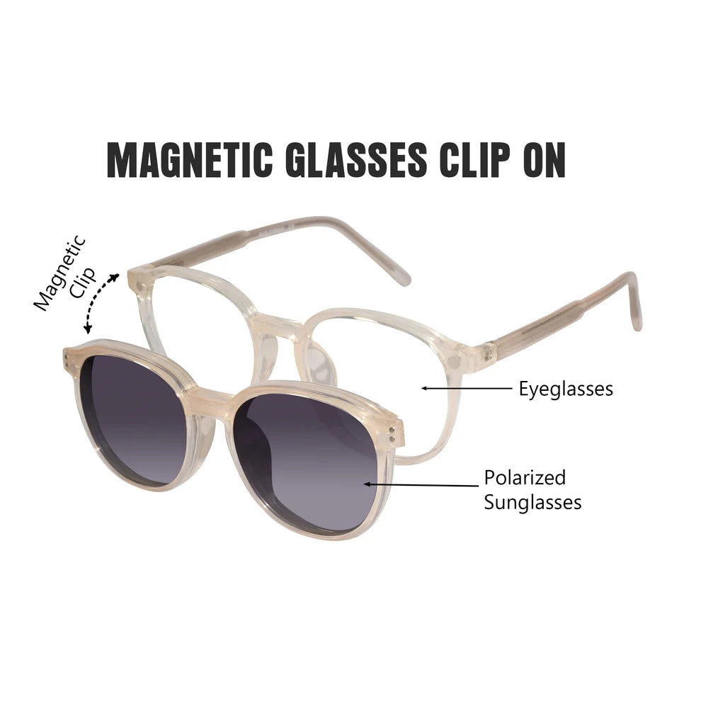 Clip on transparent round eyeglasses for men & Women