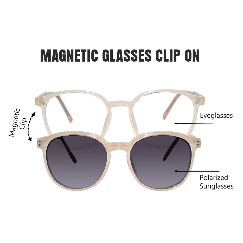 Clip on transparent round eyeglasses for men & Women