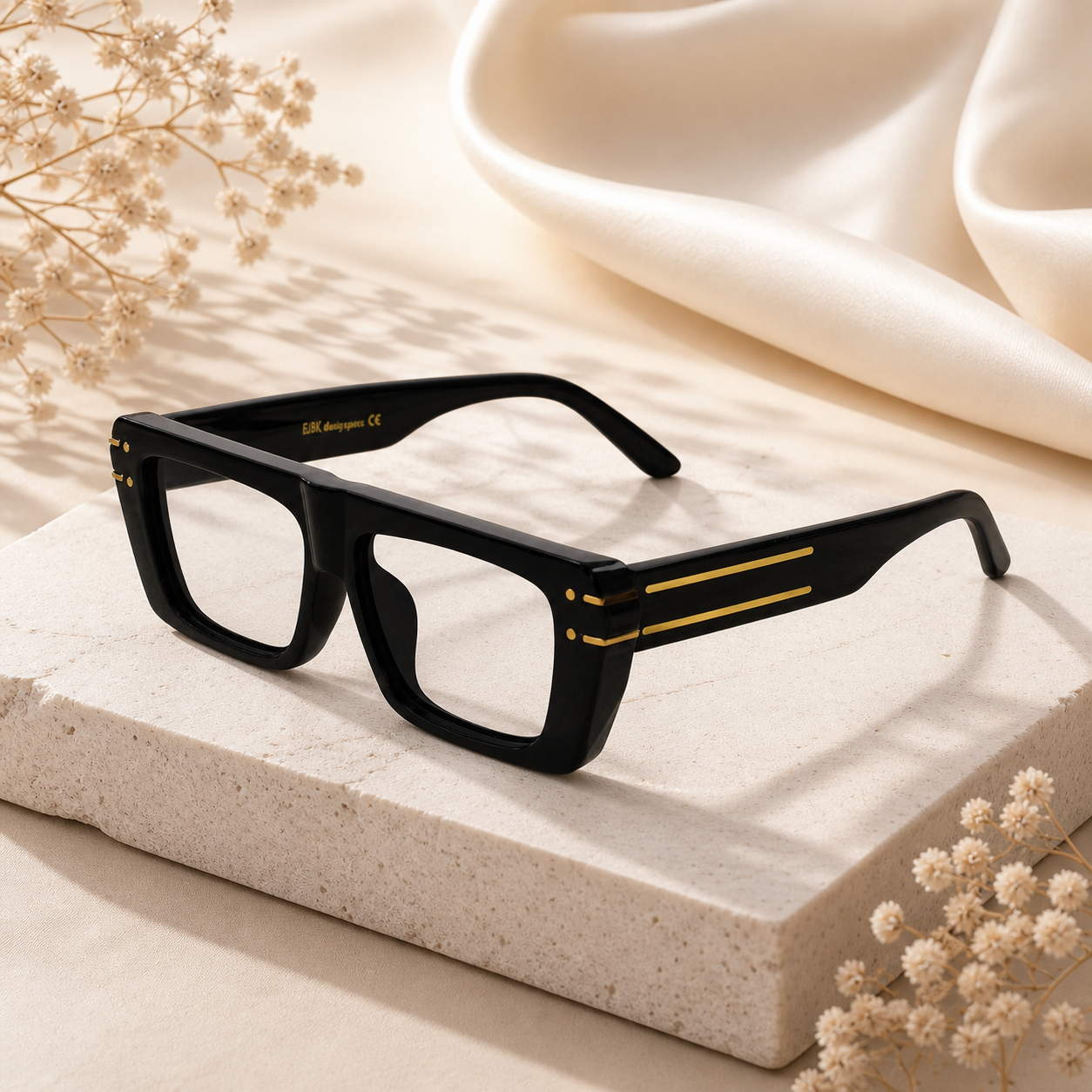 Designer Sleek Black Rectangular Eyeglasses ELE.D29-BLK