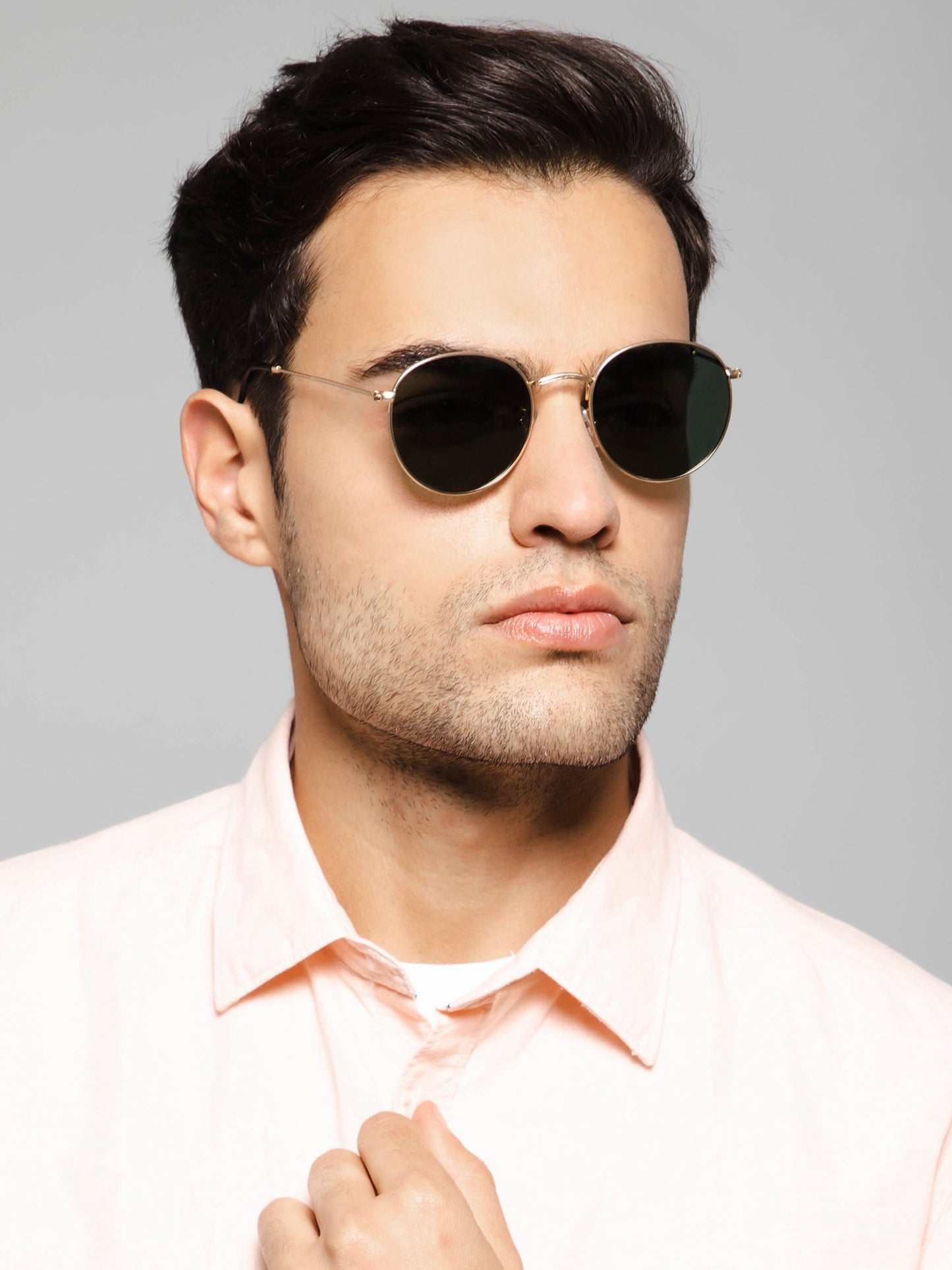 Vintage Golden Round Sunglasses For Men