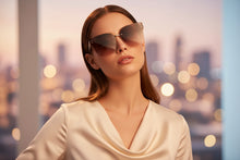 Oversize Brown Rimless Sunglasses For Women