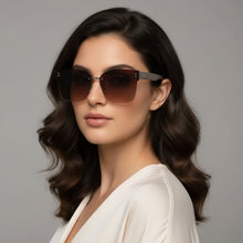 Oversize Brown Rimless Sunglasses For Women