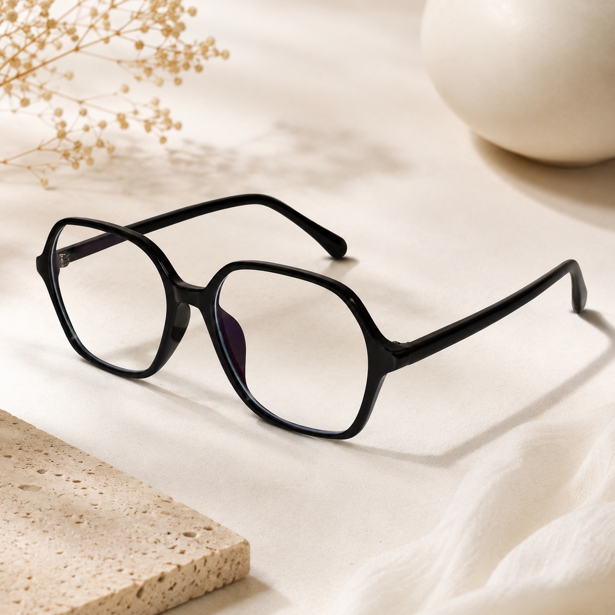 Black Square Eyeglasses For Men & Women LKS66009-BLK