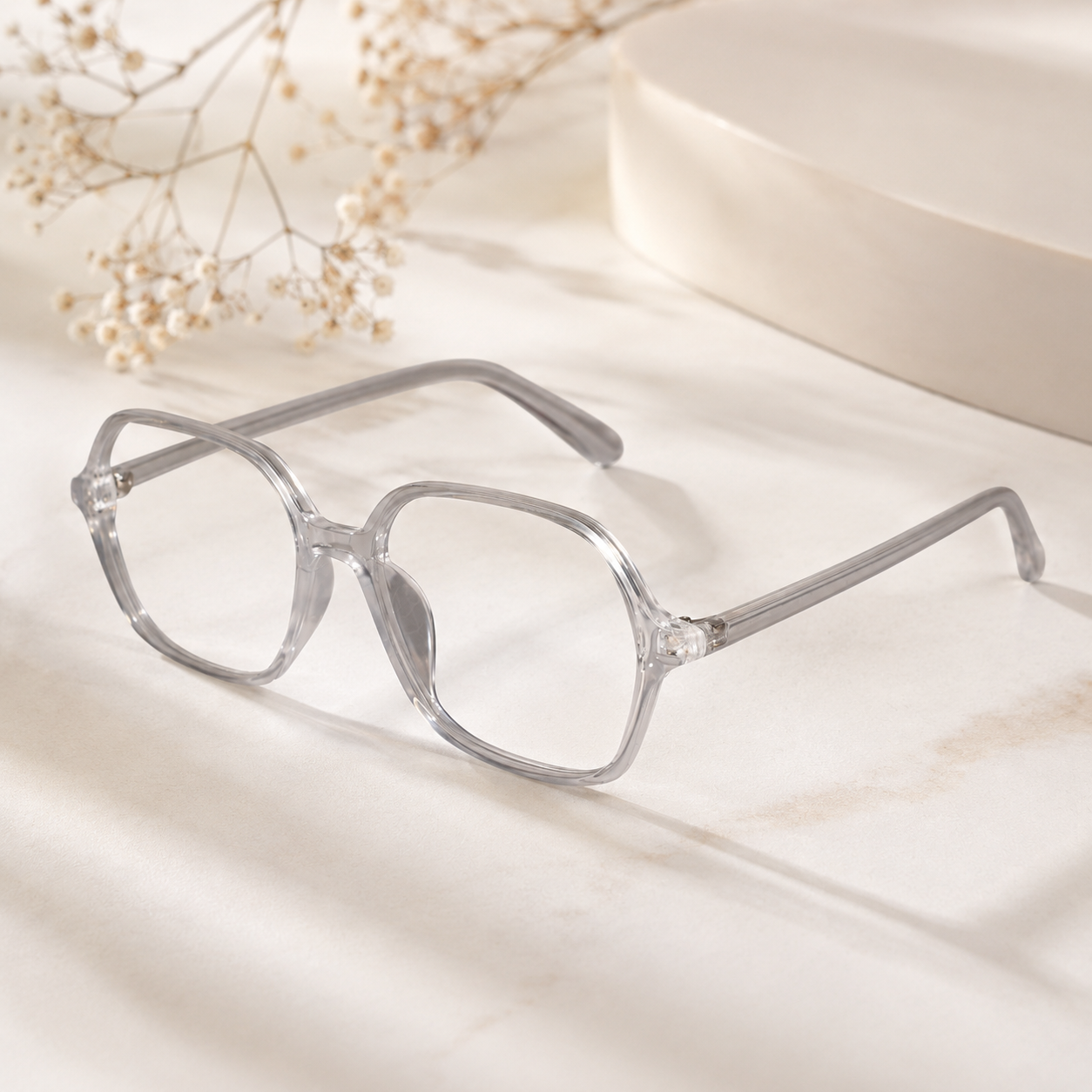 Transparent Square Eyeglasses For Men & Women LKS66009-TRAN