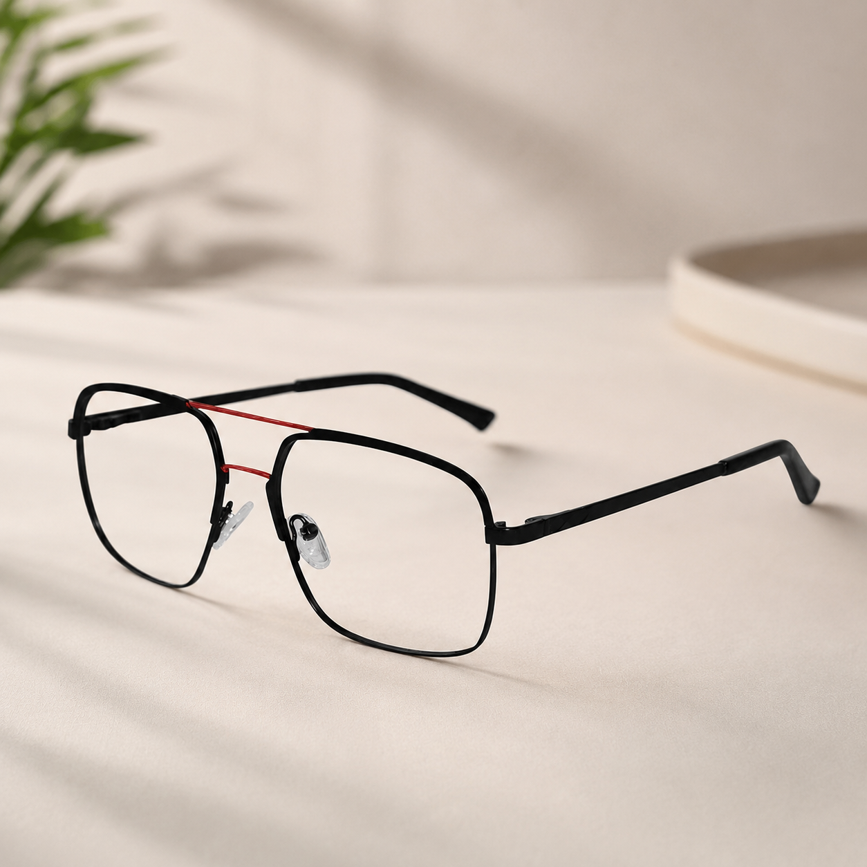 Black Aviator Eyeglasses For Men ELE8609-RED