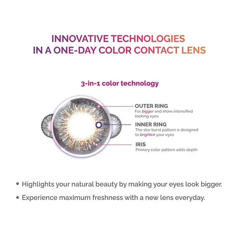 Freshlook FLCC OneDay ALLURE HAZEL Color Contact Lens 10 Lens Box