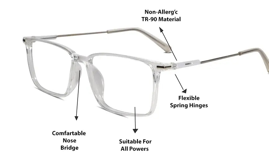 High quality transparent computer glasses for men and women.They are Durable anti reflective glasses for long computer and mobile  use