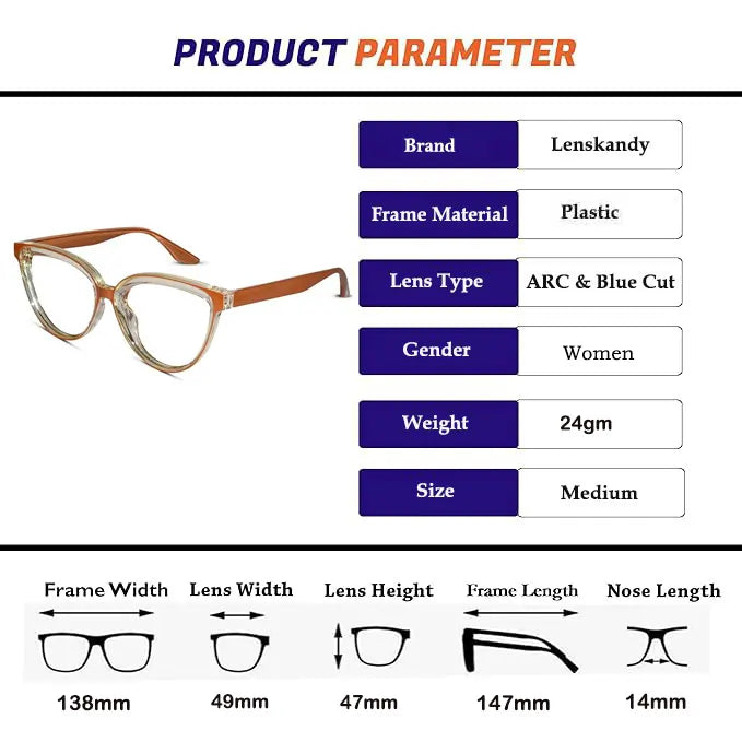 Orange Cat eye Computer glasses For Women