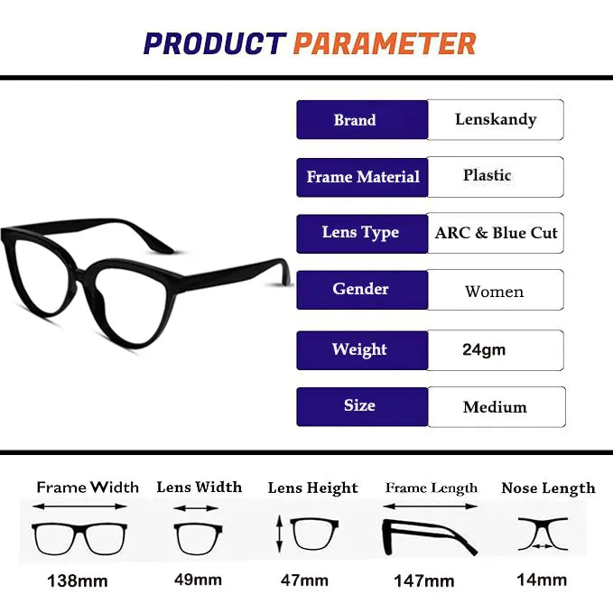Orange Cat eye Computer glasses For Women