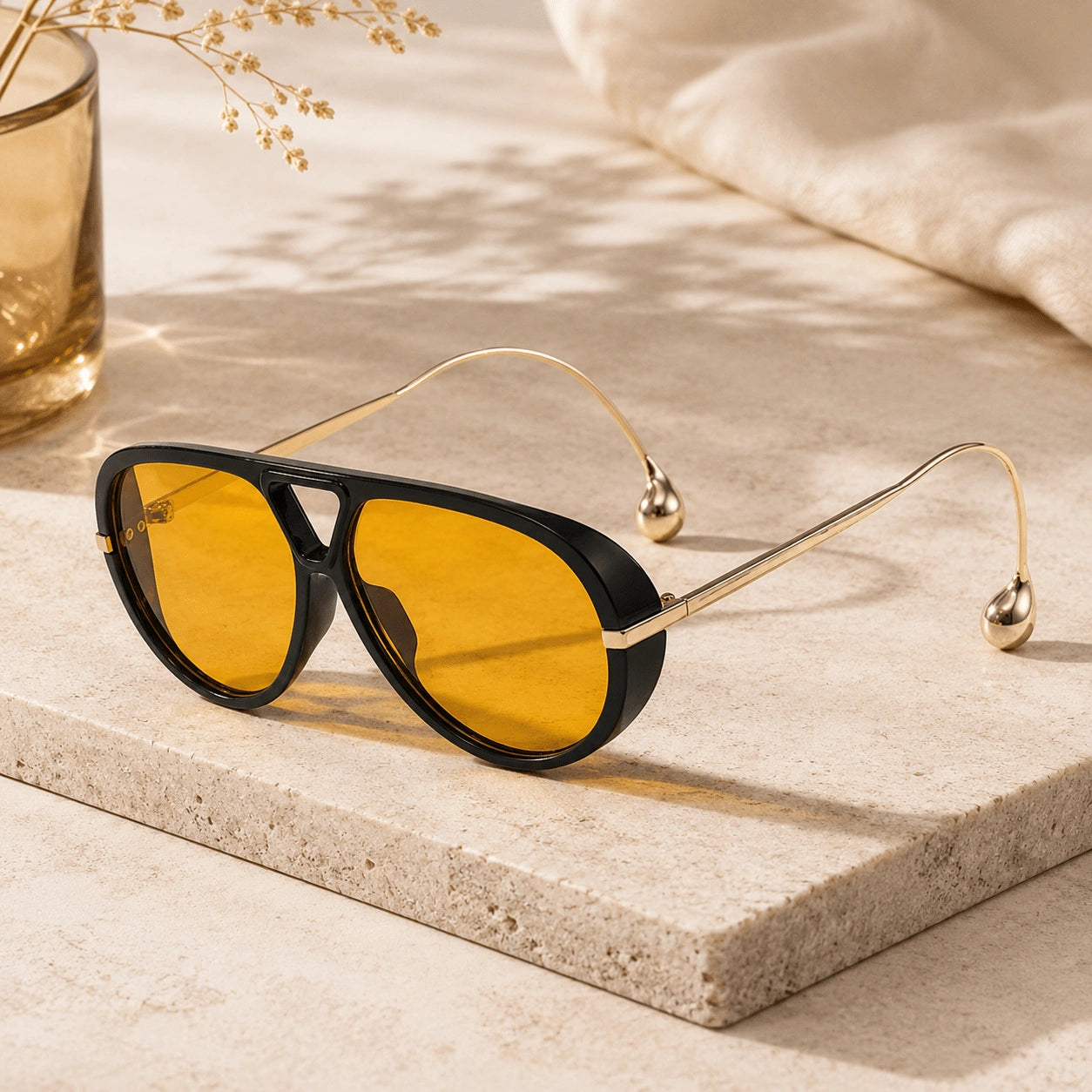 Designer Oversized Aviator Sunglasses for Men and Women-ELS2026S01-BLK
