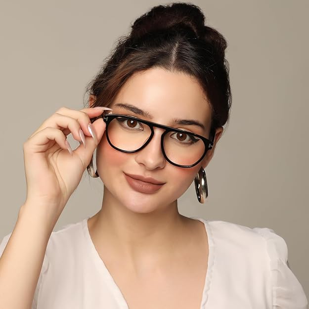 Designer Black Acetate Aviator Eyeglasses