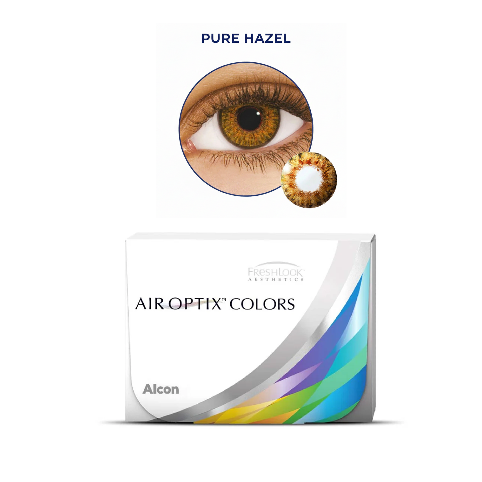 Air Optix Colors Power Contact Lens Pure Hazel 2 Lens Box