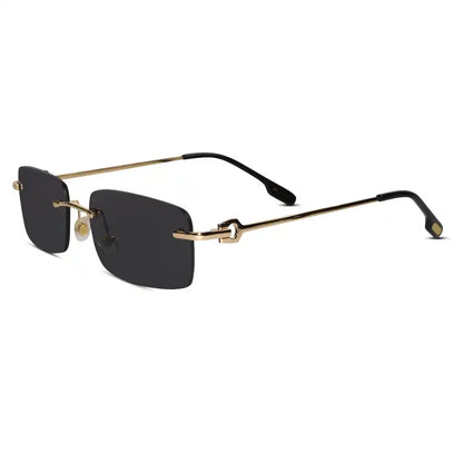 Rectangular Brown Rimless Sunglasses For Men & Women