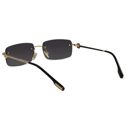 Rectangular Brown Rimless Sunglasses For Men & Women