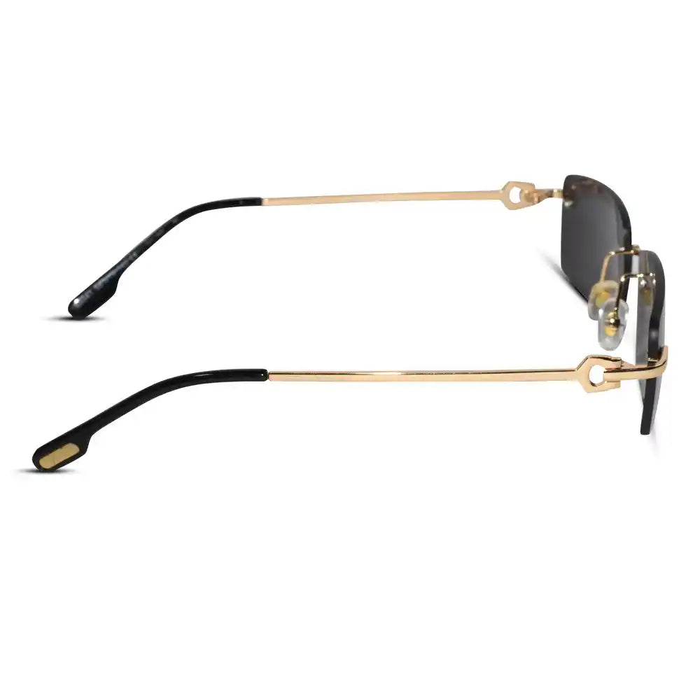 Rectangular Brown Rimless Sunglasses For Men & Women