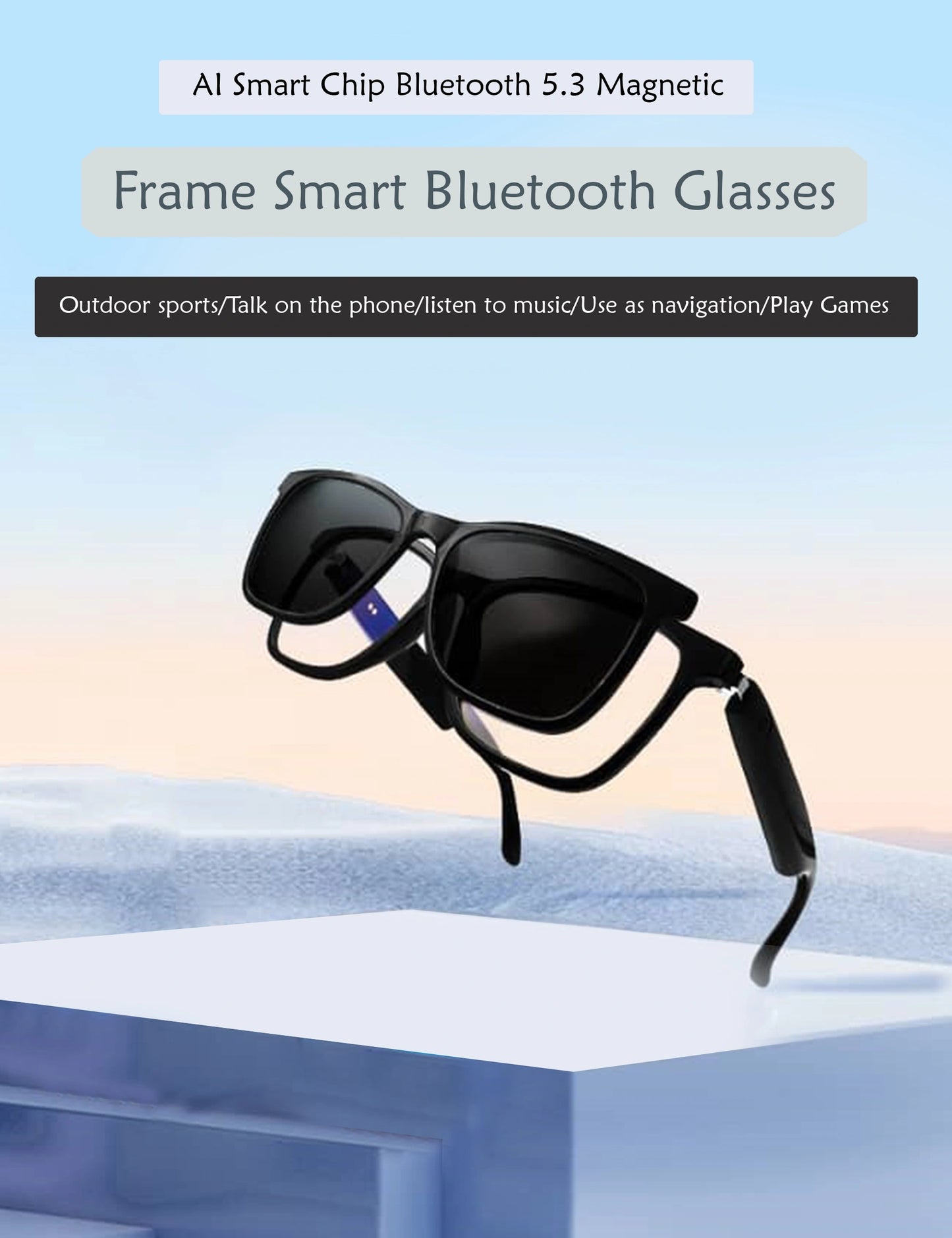 Explore next-gen AI smart glasses with Bluetooth 5.3. Best eyeglasses for music and calls during outdoor sports, great to use for a professional look