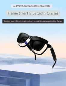 Smart Clip on Bluetooth  5.3 - Music- Calling | Black Smart Blue Cut Polarised Eyeglasses For Men & Women GS-05-BLK-CLIP-ON