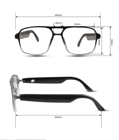 Closer view of Smart Photochromic Eyeglasses. Providing clear visuals for those buying eyeglasses online. A versatile choice for men & women seeking advanced eyewear