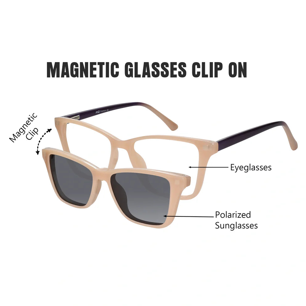 Shiny Black Cat Eye Clip On Eyeglasses For  Women