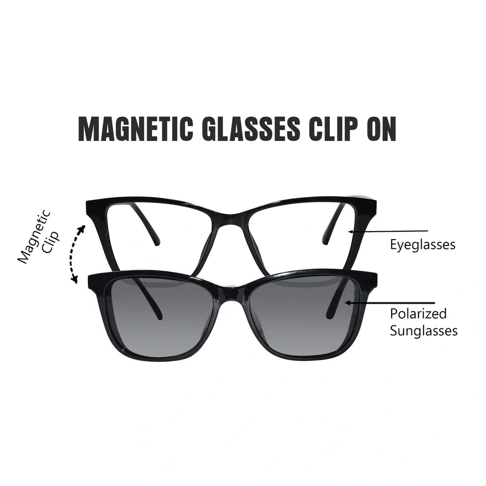 Clip On Red Cateye Eyeglasses For Women