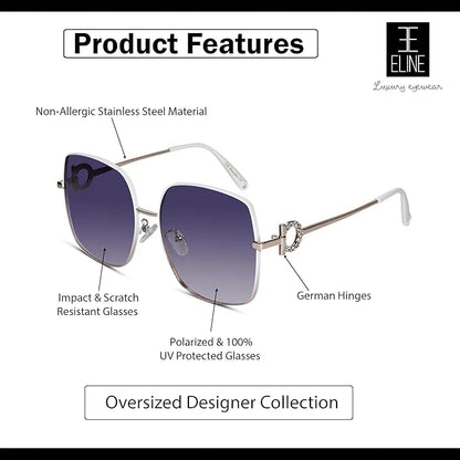 Designer Oversize  Black Square Sunglasses