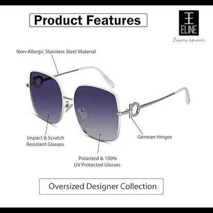 Designer Oversize  Black Square Sunglasses