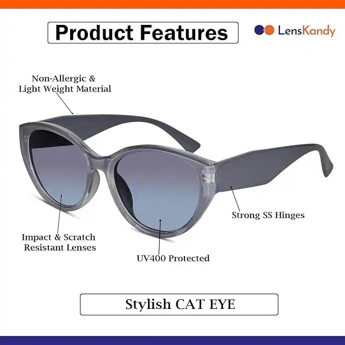 Crystal Brown Stylish Cat Eye Sunglasses