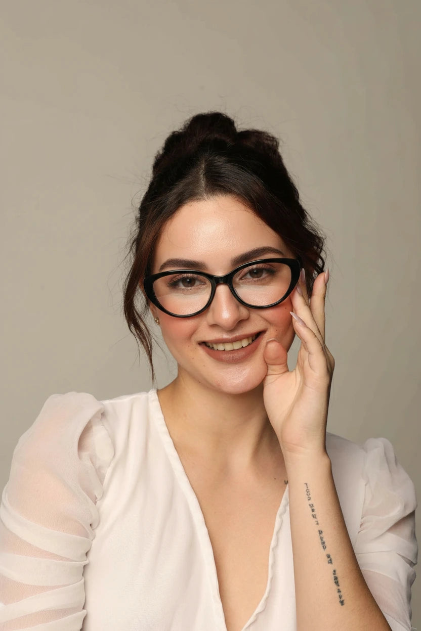 Cateye Eyeglasses For Women & Computer Glasses LKE9026-BLK