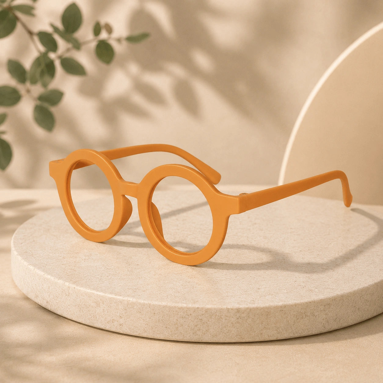 Matt Round Yellow Color Eyeglasses For Kids LKE83108-Yellow