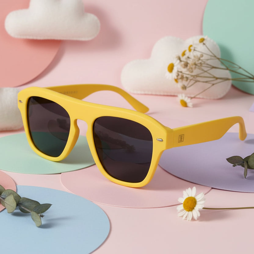 Candy | Yellow Rectangular  Sunglasses For Men & Women ELS3645-YLW
