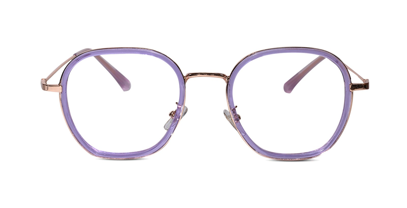 Purple Rose gold Full Rim Hexagonal Eyeglasses