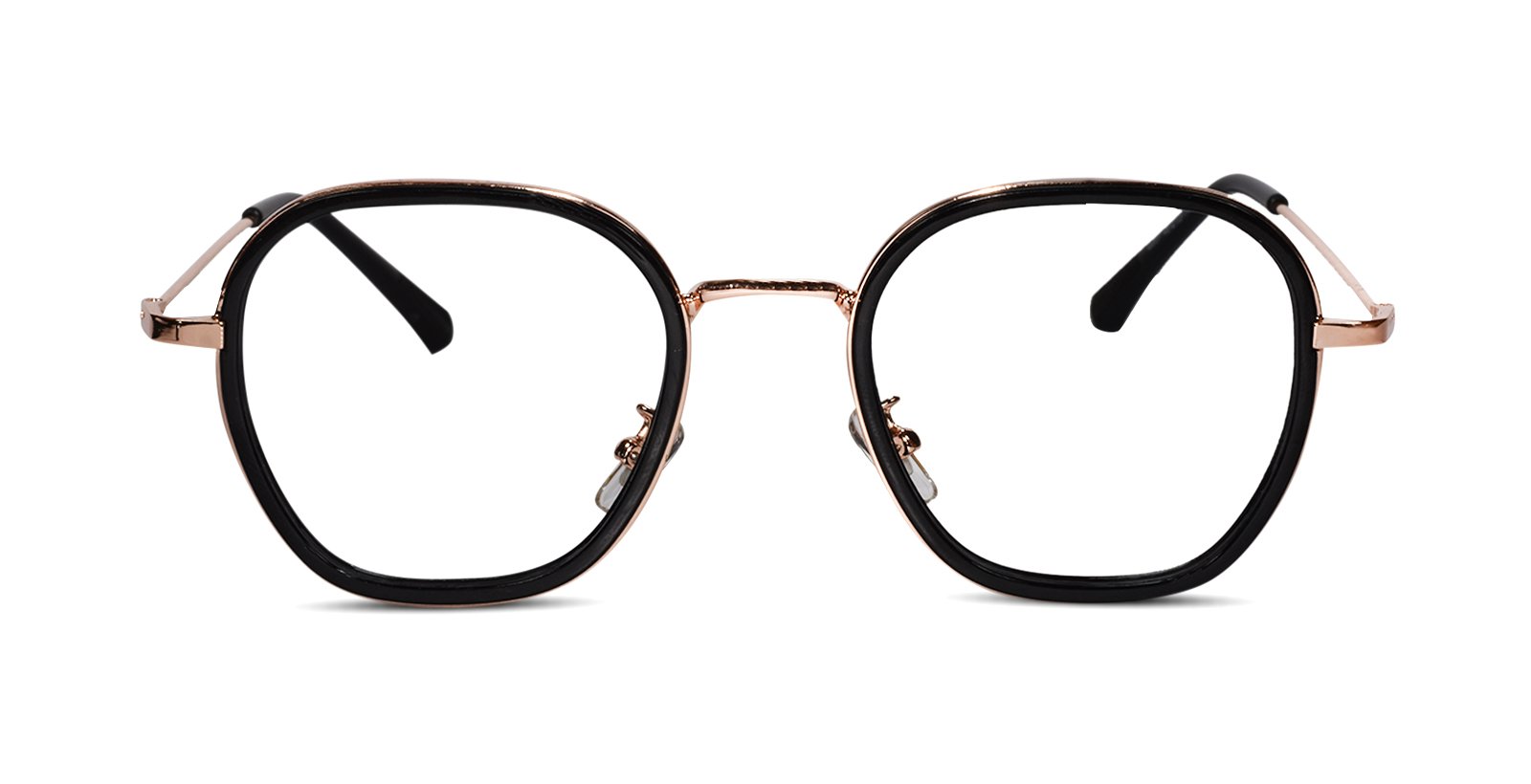 Black Rose Gold Full Rim Hexagonal Eyeglasses