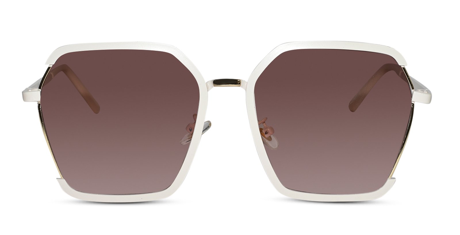 Designer White Hexagonal Sunglasses