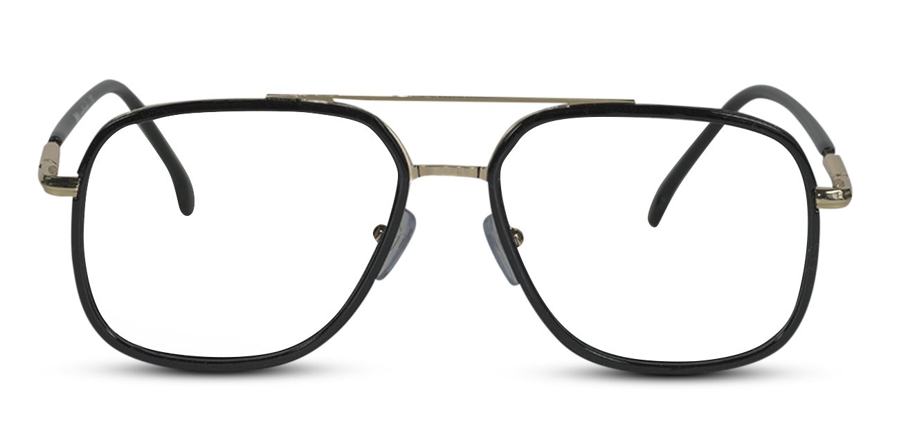 Black-Golden Full Rim Rectangle Eyeglasses