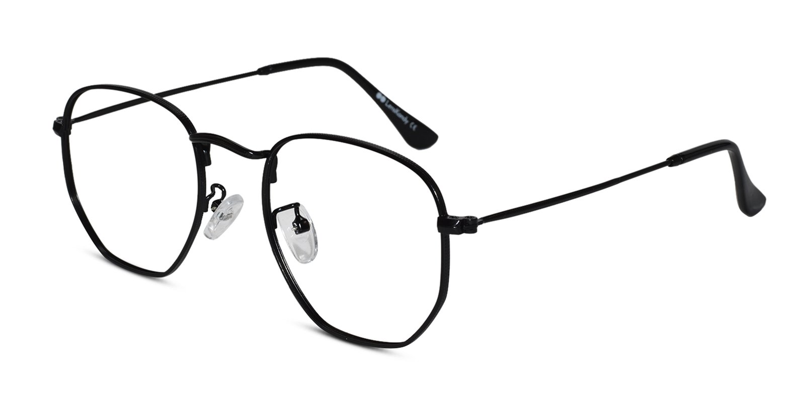 Black hexagonal sleek eyeglasses